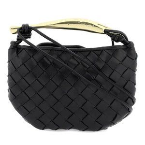 BOTTEGA VENETA Sardine Black Mini Crossbody Top Handle Bag